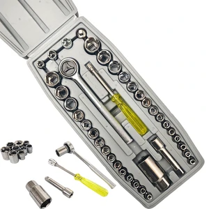 40pcs/set 1/4 Inch CR-V Ratchet Auto Repair Mechanic Wrench Sleeve Kit Hand Tools Toolbox Combination Socket Wrench Kit