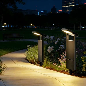 Modern LED Garden Bollard Light with Adjustable Dual Heads and Waterproof Design for Villa Courtyard and Walkway Lighting