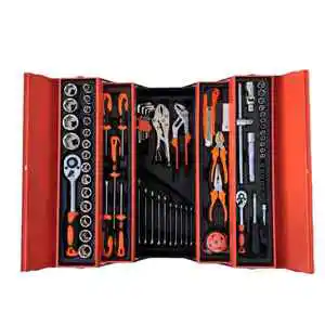 High Quality 85-Piece Hand Carbon Steel Auto & Machine Repair Tool Set Three-Layer Foldable Ratchet Wrench Combination