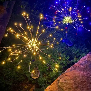 90/120/150/200LED Solar Fireworks Lights Grass Ball Dandelion Lights Garden Lawn Landscape Holiday Christmas Lights Wholesale