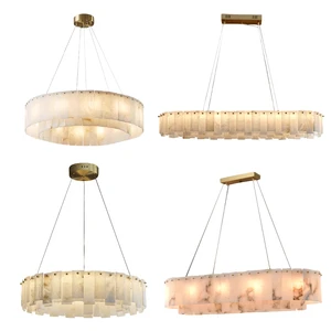Luxury Natural Alabaster Chandelier Retro Model Room Hotel Spanish Alabaster Alabaster Ceiling Light Hotel Lobby Chandelier