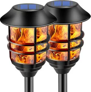 Decorative Lawn Light Solar Garden Spike Bollard Light Solar Powered Flame Lamps High Capacity Battery Outdoor IP65 Waterproof