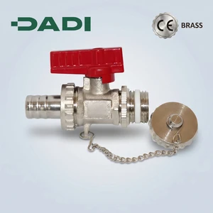 Brass Ball Valve Chain Dust Cap Male Thread Water Control Valve Red Handle Mini Brass Water Tap Valve OEM 1/2 Port Size 1.6MPa