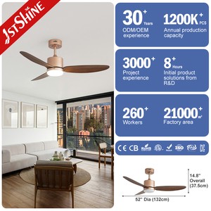 1stshine Wholesale Customized 52Inch Ceiling Fan Light With Remote Control Plastic Baled Apartment Dimmable Light