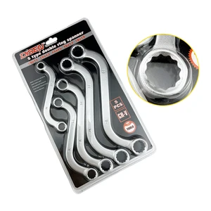 5PCS S Type Double Ring Wrench Set 10-19MM Offset Box End Spanner for Auto Motorcycle Mechanical Repair Hand Tool Kit