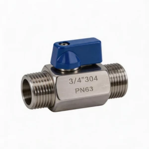 304 Stainless Steel Manual Mini Double Tower Ball Valve Internal External Threaded High-Pressure PN63 PTFE Sealing 0-80C Water