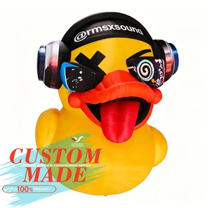 Giant 10m LED Light Inflatable Cartoon Duck Headphone with Built-In Fan Waterproof for Music Festival Outdoor Advertising Decor