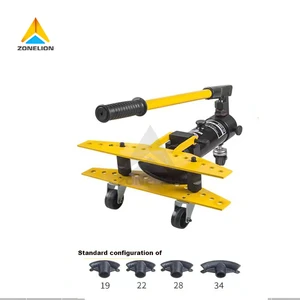 Hydraulic Iron Pipe Bender 1/2 to 5 Inch Manual Copper Exhaust Tube Bending Tool Machine Adjustable Rollers 90-180 Degree