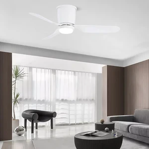 Modern 52-Inch LED Ceiling Fans with Light DC Three ABS Blades Remote Control for Indoor Use for Living Room
