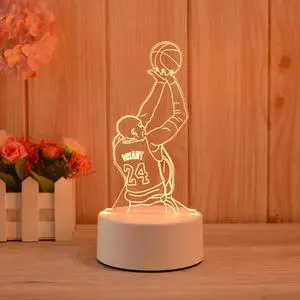 Creative 3D Modern Acrylic LED Desk Lamp for Kids Christmas Bedroom Night Light with Remote Control & Dimmable