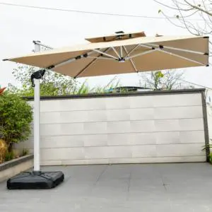 Factory Wholesale Outdoor Cantilever Parasol Umbrella Garden Restaurant Waterproof Patio Umbrellas & Bases With Solar LED