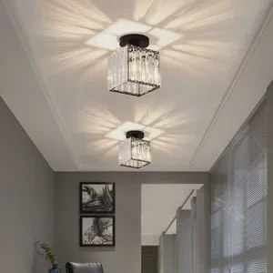 Nordic Simple Led Ceiling Lights Crystal Lampshade Round Square Unique Lamp Designs Wall Aisle Corridor Living Room Pendant