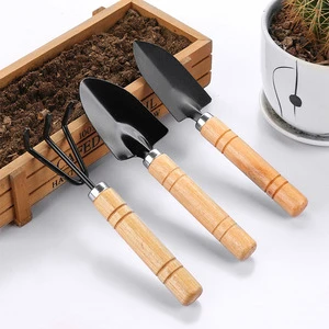 Durable Flower Planting 3 Pcs Hand Shovel Mini Portable Gardening Tools Set With Wood Handle