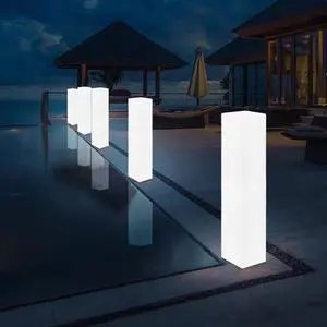 High-Illumination Outdoor Smart Garden DC LED Square Column Floor Lamp Street Light Fixture Plastic Body for Road Use