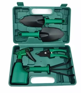 Hot Sale Garden Equipment 5 Pcs Hand Tools Set With Garden Shovel Scissor Watering Can Garden Hand Tools Box Set