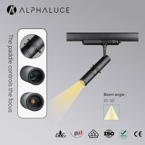 ALPHALUCE MUSEUM GRADE ADJUSTABLE FOCUS 10W CCT SWITCHABLE 25-35° BEAM ANGLE TRACK SPOTLIGHT WITH LOGO PROJECTION FUNCTION
