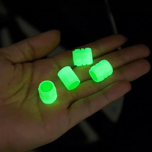 4 Pcs/set Universal Motorcycle & Car Wheel Dust Cap Auto Glow Protector Tire Valve Cover with Fluorescent Color ABS Material