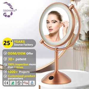 Customized LED Desktop Makeup Mirror Sensor Switch Size Color Smart Table Double-Sided Bathroom Mirror