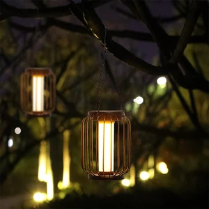 IP65 Waterproof Solar Iron Birdcage Hanging Lantern Outdoor Decorative LED Metal Light For Garden Patio Yard Landscape