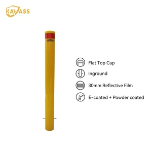 KVS Industrial Safety Yellow In-ground Permanent Steel Bollards High Visibility Reflective Tape Warehouse Security Traffic Post