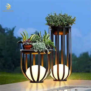Outdoor Garden IP65 Solar Ball Lamp Aluminum Body LED Floor Lamp with Display Frame for Elegant Lawn Decoration