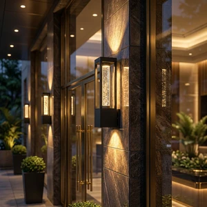 Modern IP65 Waterproof Outdoor LED Wall Light Die Cast Aluminum Bubble Crystal Glass up Down Wall Sconce for Villa Hotel Exterio
