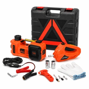 5Ton Electric Hydraulic Car Jack Kit 12VDC Automatic Floor Lifting Tool With Impact Wrench Inflator Pump For SUV Change Tire