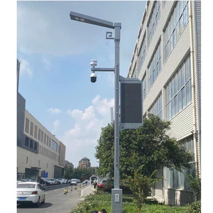 Square Dual-Arm Multi-Functional Integrated Co-Pole Street Monitoring Light Pole Durable Steel Material High Brightness