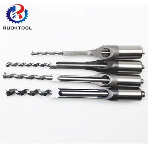 4pcs 1/4,5/16,3/8,1/2 Inch High Carbon Steel Square Hole Woodworking Mortise Drill Bit Tool Set