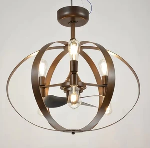 Vintage Ceiling Fan with Lights Industrial Ceiling Fan with 6 Edison Lamp Holder Bronze Fan Ceiling Light