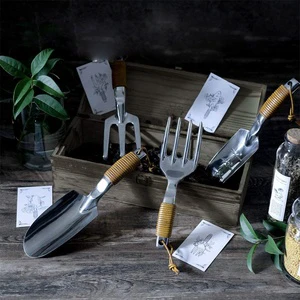 Stainless Steel Garden Tools Gift Set Floral Garden Hand Tool 8 Piece Stainless Steel Head Garden Tool Set Bamboo Handle