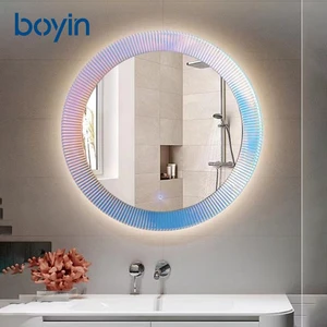 Salon Glass Framed Vanity Makeup Bathroom Mirror with Led Lights with Black Frame Oval Bath Toilet Mirror Fog and Stand in China