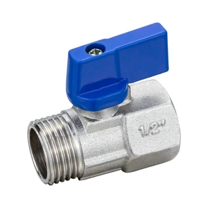 TMOK High Quality Nickel Plated Red Blue Handle Female Male Brass Mini Ball Valve