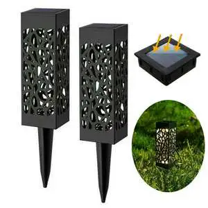Modern Style Pathway Landscape Lamp Outdoor Waterproof Hollow Out LED Solar Lawn Light for Garden Yard Patio Decoration