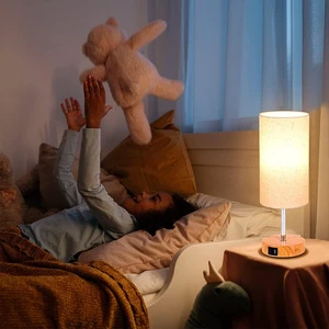 Modern Touch Control Table Lamp with USB A&C Ports and AC Outlet 3 Way Dimmable Bedside Desk Lamp for Bedroom Office