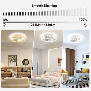 Modern LED Low-noise Ceiling Fan Light with Remote Control 110V 5-Year Warranty for Bedroom Living Room & Dining Room