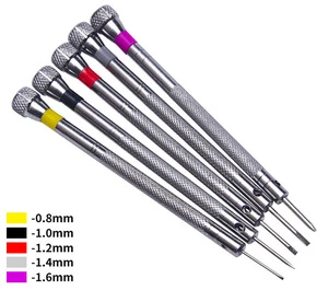 Screwdriver Set -0.8/1.0/1.2/1.4/1.6mm Flat Head Screwdriver Kit Professional Watchmakers for Watch Repair Tools