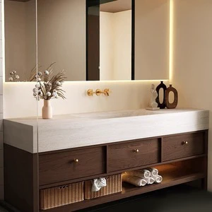 Vintage-style Walnut-colored Corner Bathroom Vanity 3-Tier Foldable Freestanding Eco-Friendly With 50 Lb Capacity