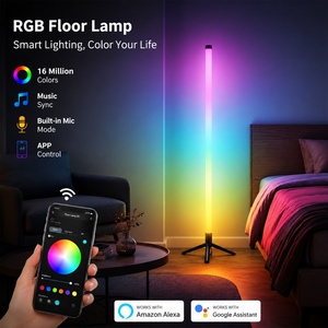 Modern Corner Floor Lamp RGB App Control Music Sync LED USB Powered High CRI 90 PVC DIY Ambient Light Bedroom Living Room Gaming