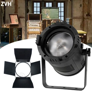 Church Exhibition Art Gallery Museum Film Shooting 200W 2IN1 Manual Zoom Fresnel Spotlight DMX LED Stage Lighting with Barndoor