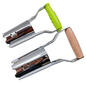 Wooden Handle Stainless Steel Garden Bulb Planter, Serrated Seedling Transplant Tool With Depth Scale