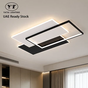 Modern Geometric Surface Mount Led Ceiling Light Acrylic Iron Remote Dimmable Tri Color Home Living Room Bedroom