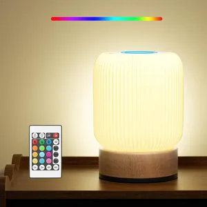 RGB Colorful Minimalist Small Night Light with Remote Control Battery Powered LED Table Lamp for Bedroom Bedside Use