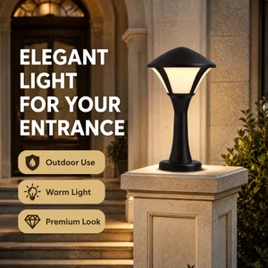 AC220V Pagoda Shape Lawn Light 12W Waterproof Outdoor Bollard Garden Lamp with 360 Glow for Villa/Yard/Patio/Walkway/Backyard