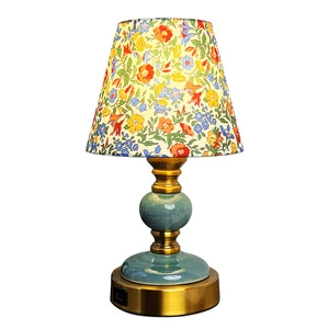 Pastoral Countryside Ceramic Table Lamp with Decorative Ambient Lighting and Delicate Floral Patterns for Living Room Bedroom