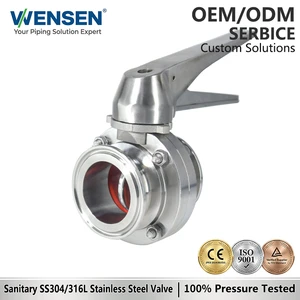 Wensen 304/316 Sanitary Grade Stainless Steel Quick-clamp Butterfly Valve With Duckbill Handle For Dairy Industry