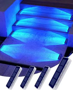 New 4 Pack Outdoor IP68 Underground High Brightness Stairs Lamp With Lens Decor Lighting for Garden Path Solar LED Step Lights