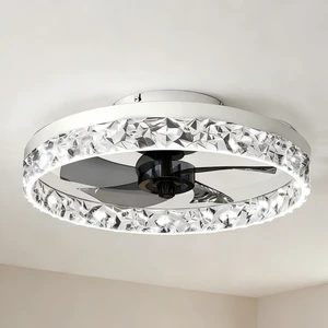 Modern Crystal LED Ceiling Fan with Light Dimmable Chandelier Fan for Bedroom Living Room