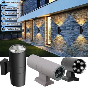 Factory Direct Sale Waterproof Aluminum up and Down Wall Mounted Lights 3000K 6500K RGB Garden Patio Modern Outdoor Wall Lights