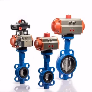 DN80 3 Inch Wafer Connection air Water Pneumatic Actuated butterfly Valve